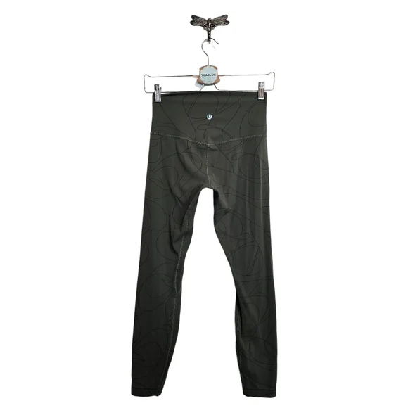Lululemon Align High-Rise Pant 25" Size 6 Scripted Yogo Army Green - Dark Olive - Picture 3 of 12